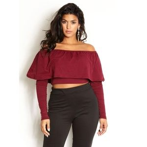 Medium Rebdolls Over The Shoulder Ruffled Crop Top